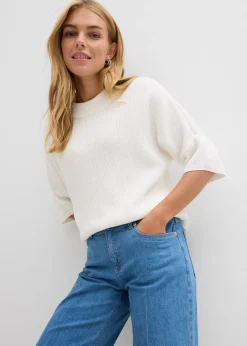 bonprix Jean droit loose taille mi-haute, long|Femme Tailles Petite