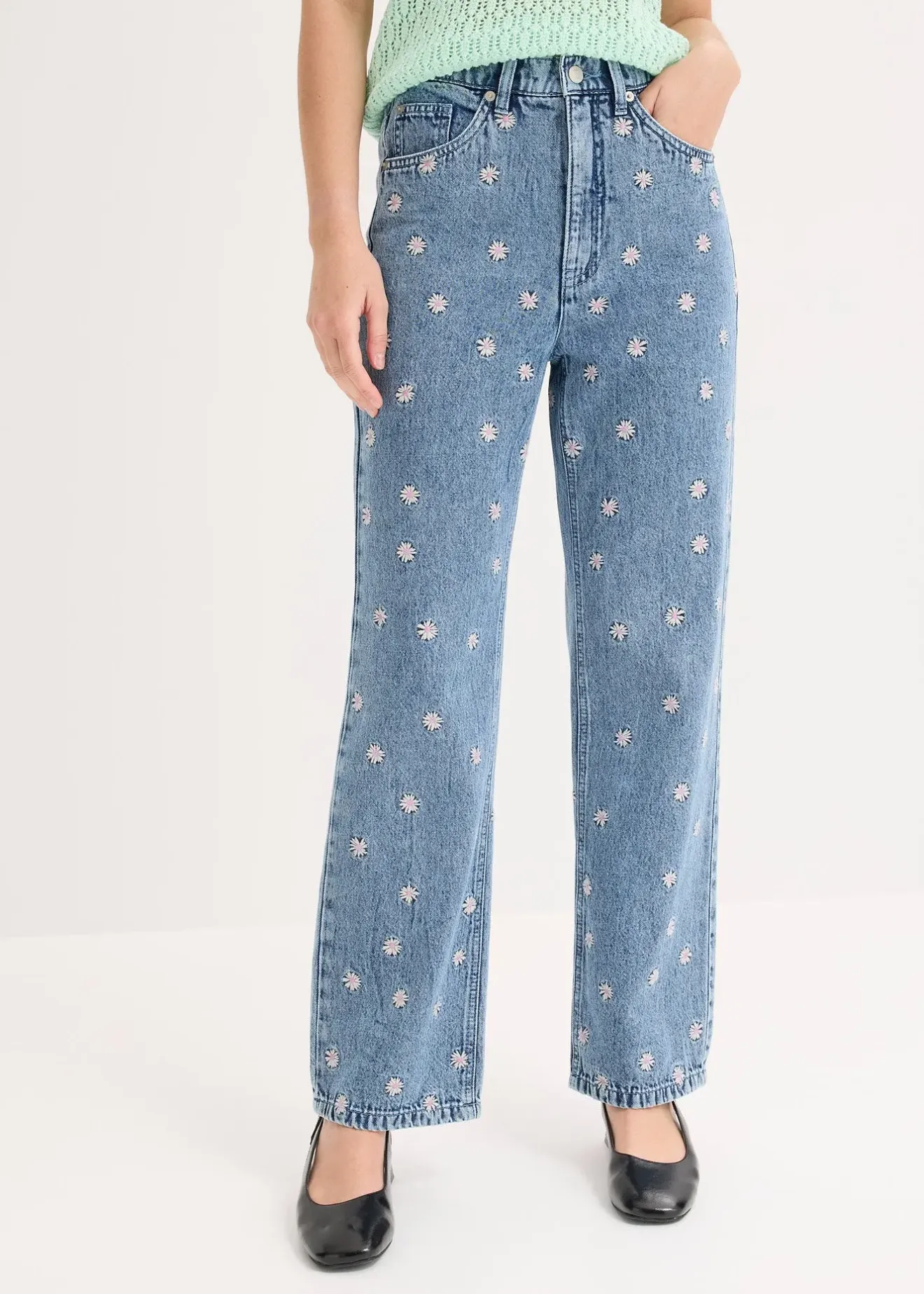 Femme bonprix Jeans|Tailles Petite|Jean droit, taille haute, coton