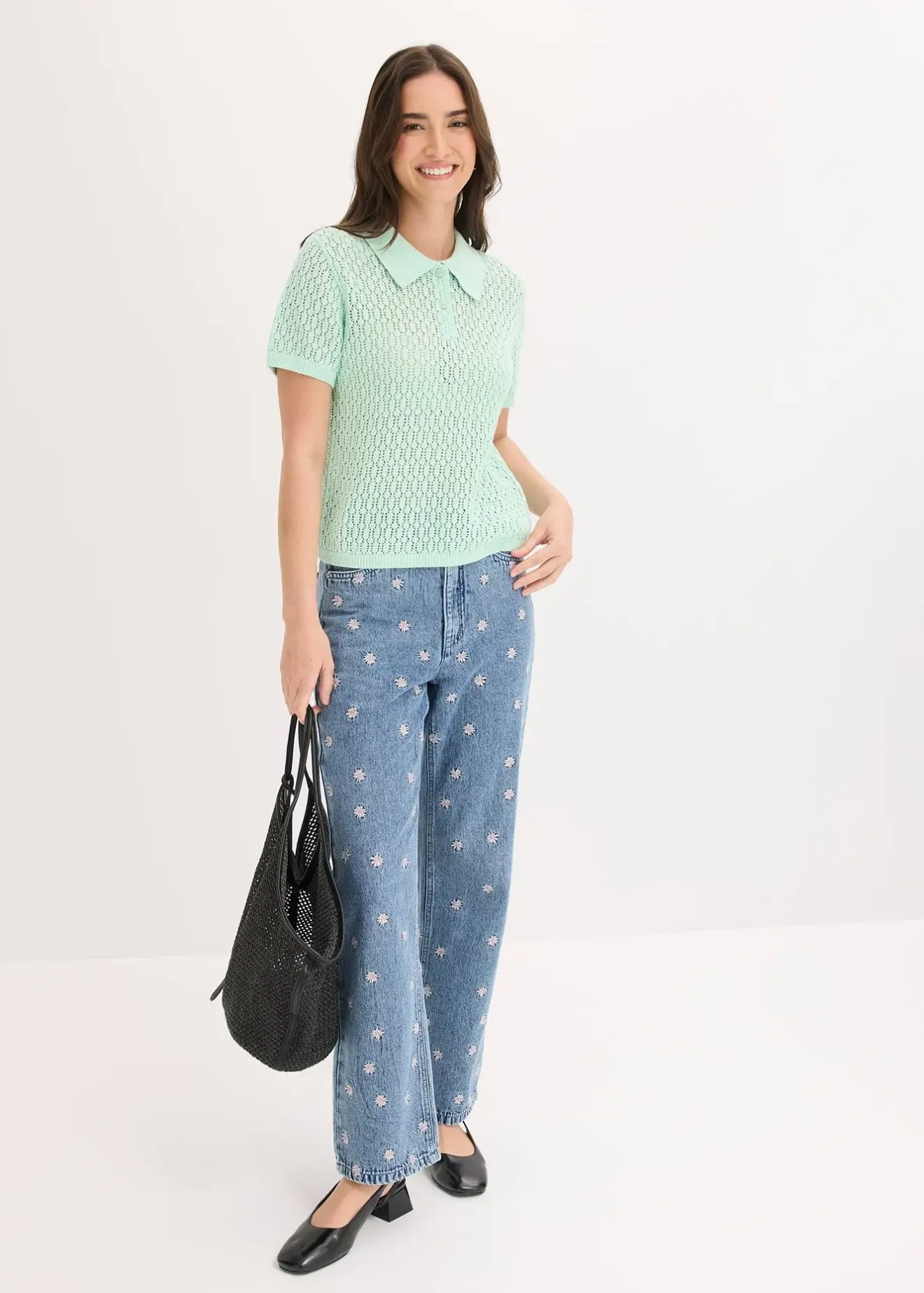 Femme bonprix Jeans|Tailles Petite|Jean droit, taille haute, coton