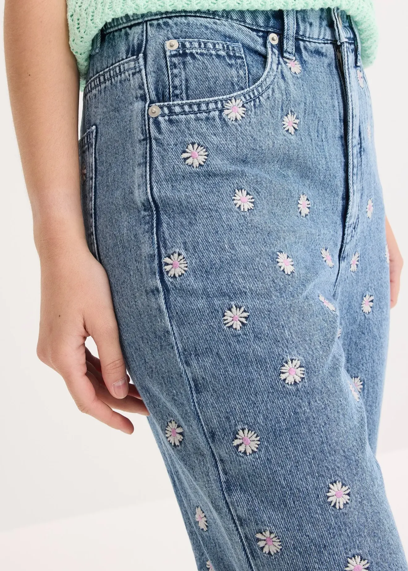 Femme bonprix Jeans|Tailles Petite|Jean droit, taille haute, coton