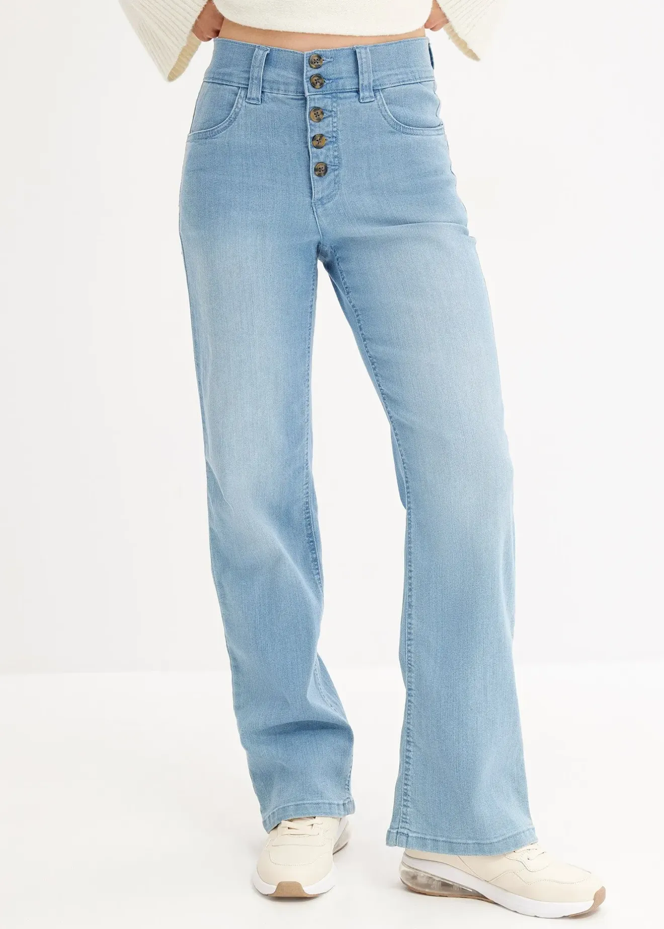 bonprix Jean droit taille haute, extensible|Femme Jeans