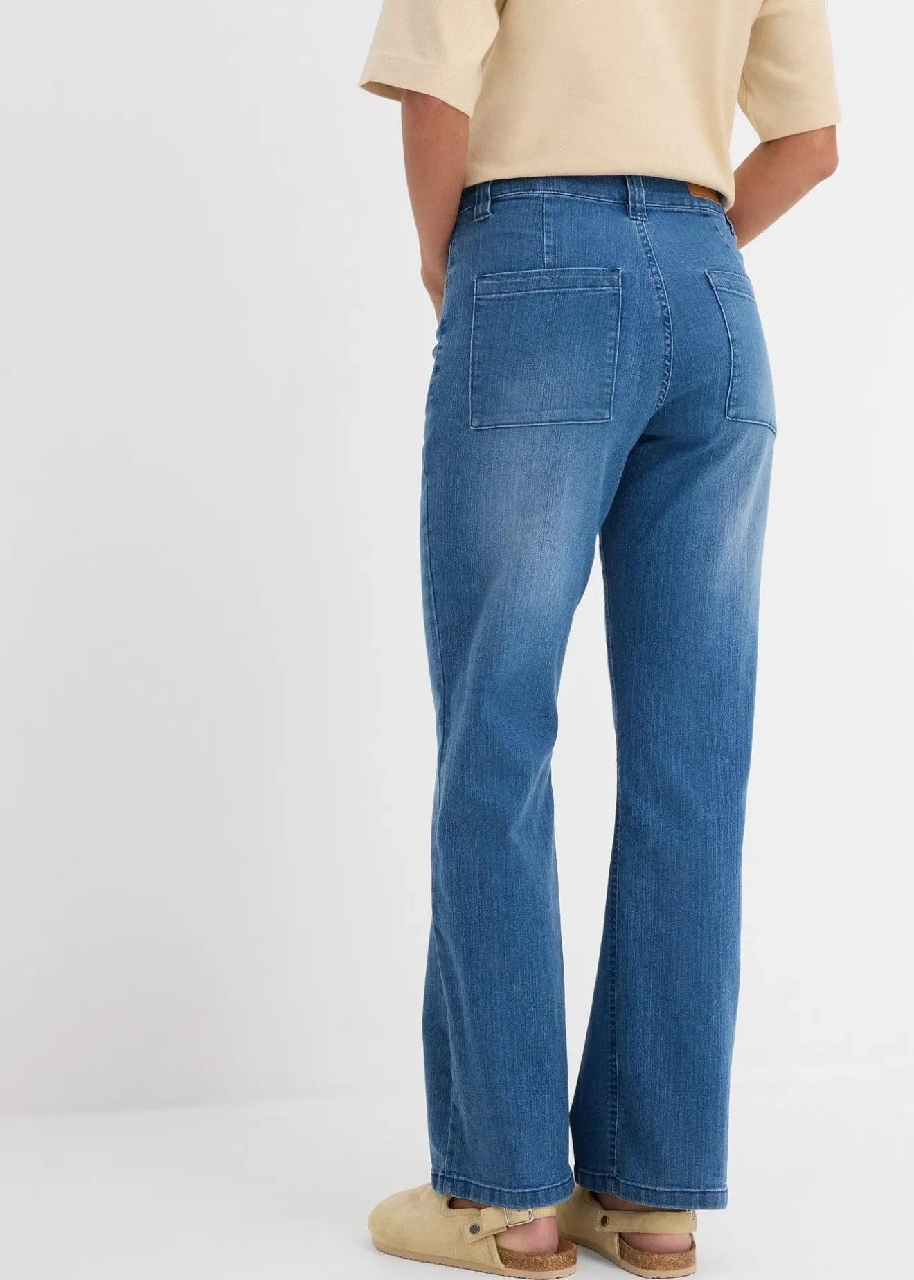 Femme bonprix Jeans|Jean droit taille haute, extensible
