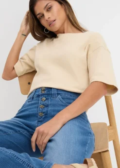 Femme bonprix Jeans|Jean droit taille haute, extensible