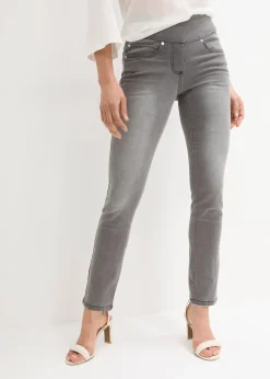 Femme bonprix Tailles Petite|Jeans|Jean droit taille mi-haute et élastiquée, très extensible