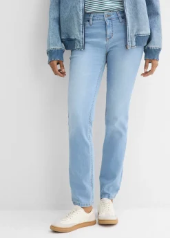 bonprix Jean droit taille mi-haute, extensible|Femme Tailles Petite|Jeans