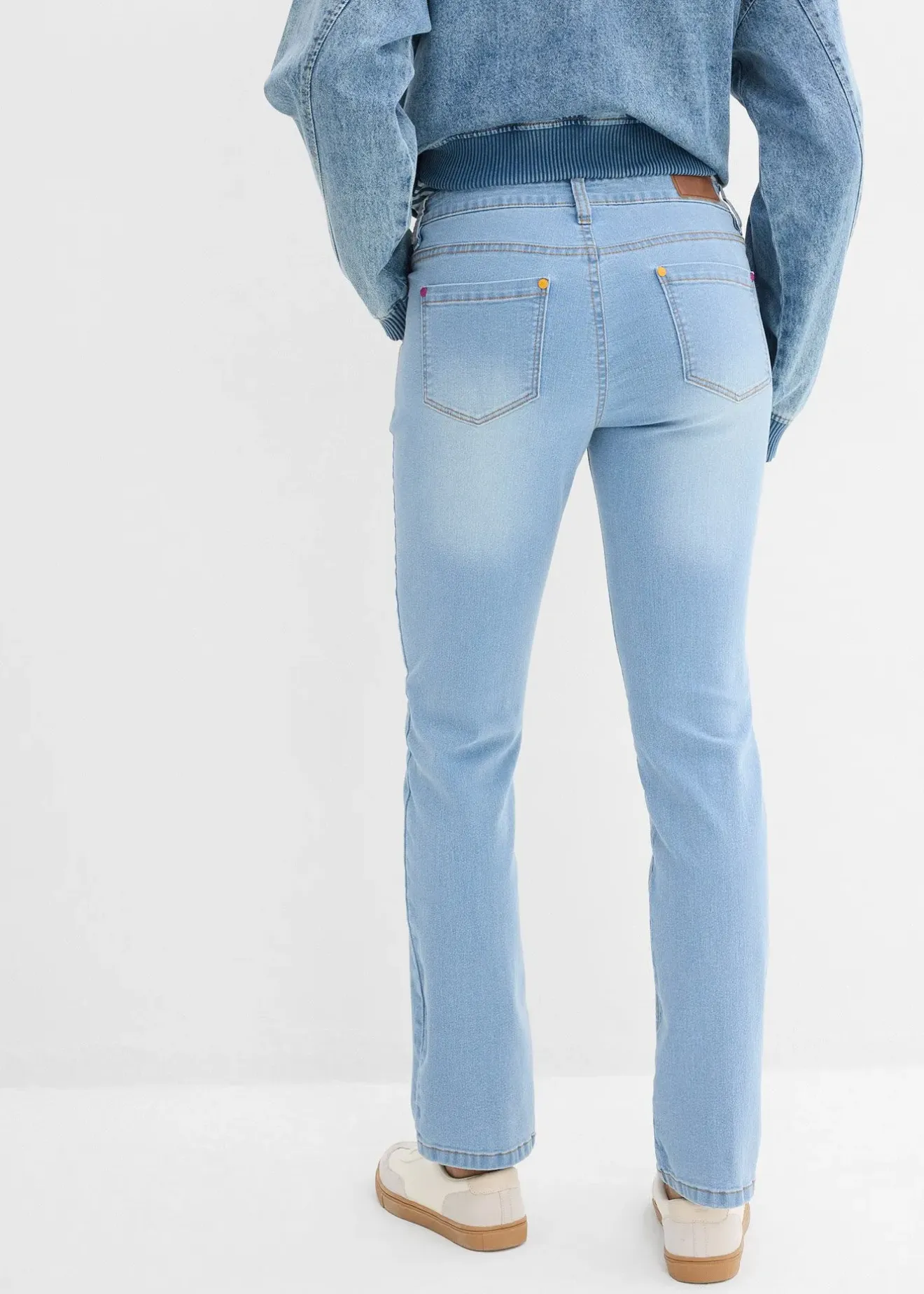 bonprix Jean droit taille mi-haute, extensible|Femme Tailles Petite|Jeans