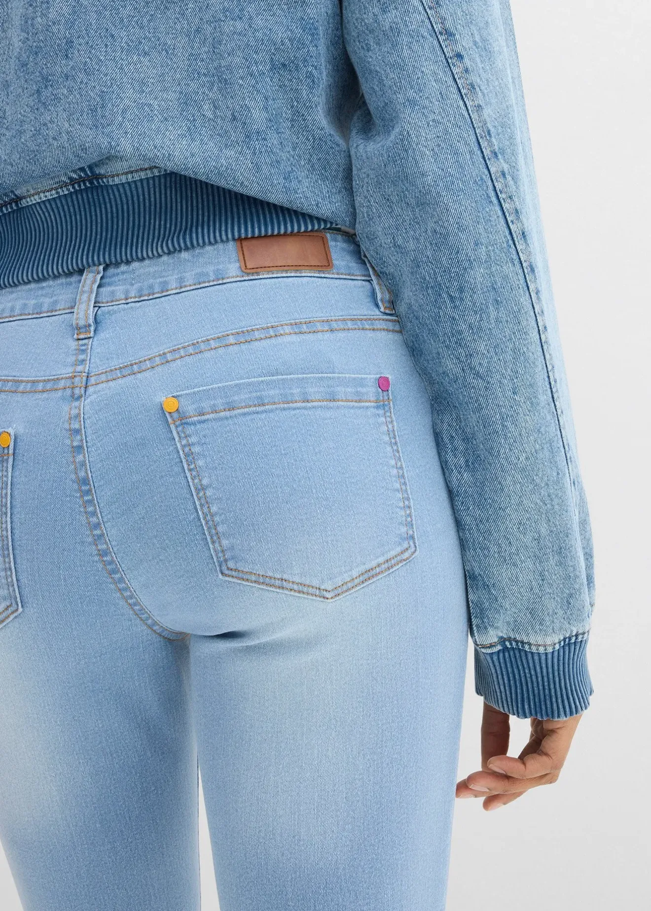 bonprix Jean droit taille mi-haute, extensible|Femme Tailles Petite|Jeans