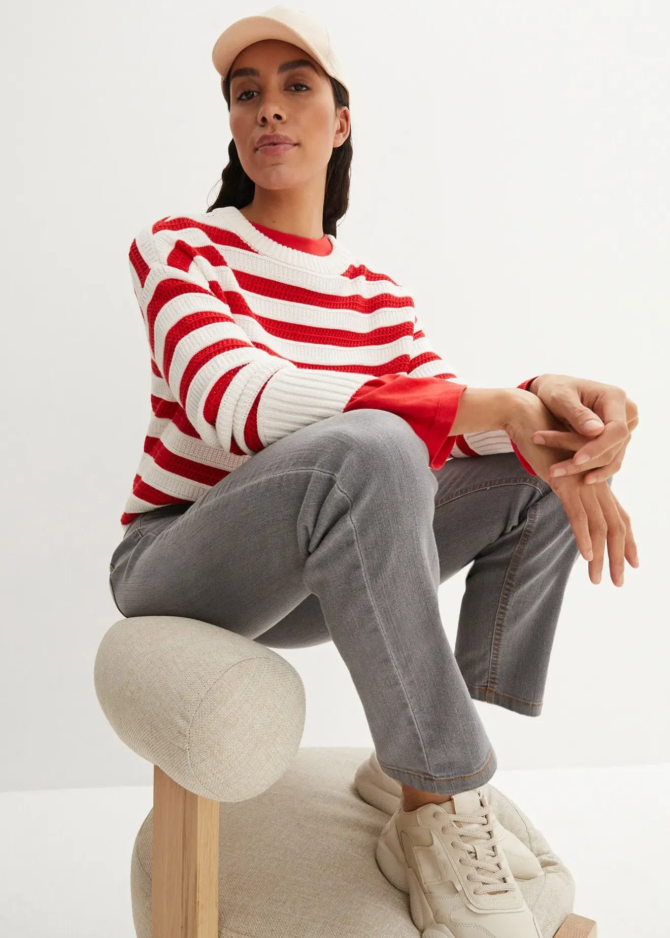 Femme bonprix Tailles Petite|Jean droit taille mi-haute, extensible