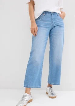 bonprix Jean droit taille mi-haute et élastiquée, raccourci|Femme Jeans