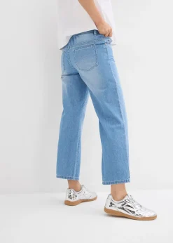 bonprix Jean droit taille mi-haute et élastiquée, raccourci|Femme Jeans