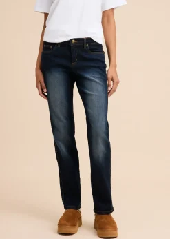 bonprix Jean droit taille mi-haute, extensible|Femme Tailles Petite
