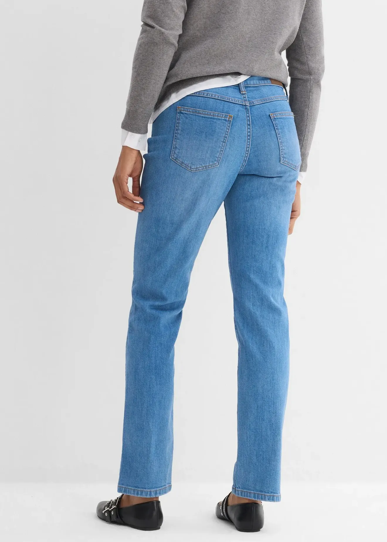 Femme bonprix Tailles Petite|Jean droit taille mi-haute, extensible
