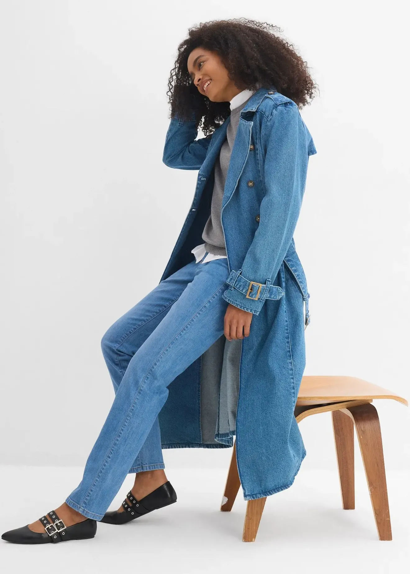 Femme bonprix Tailles Petite|Jean droit taille mi-haute, extensible