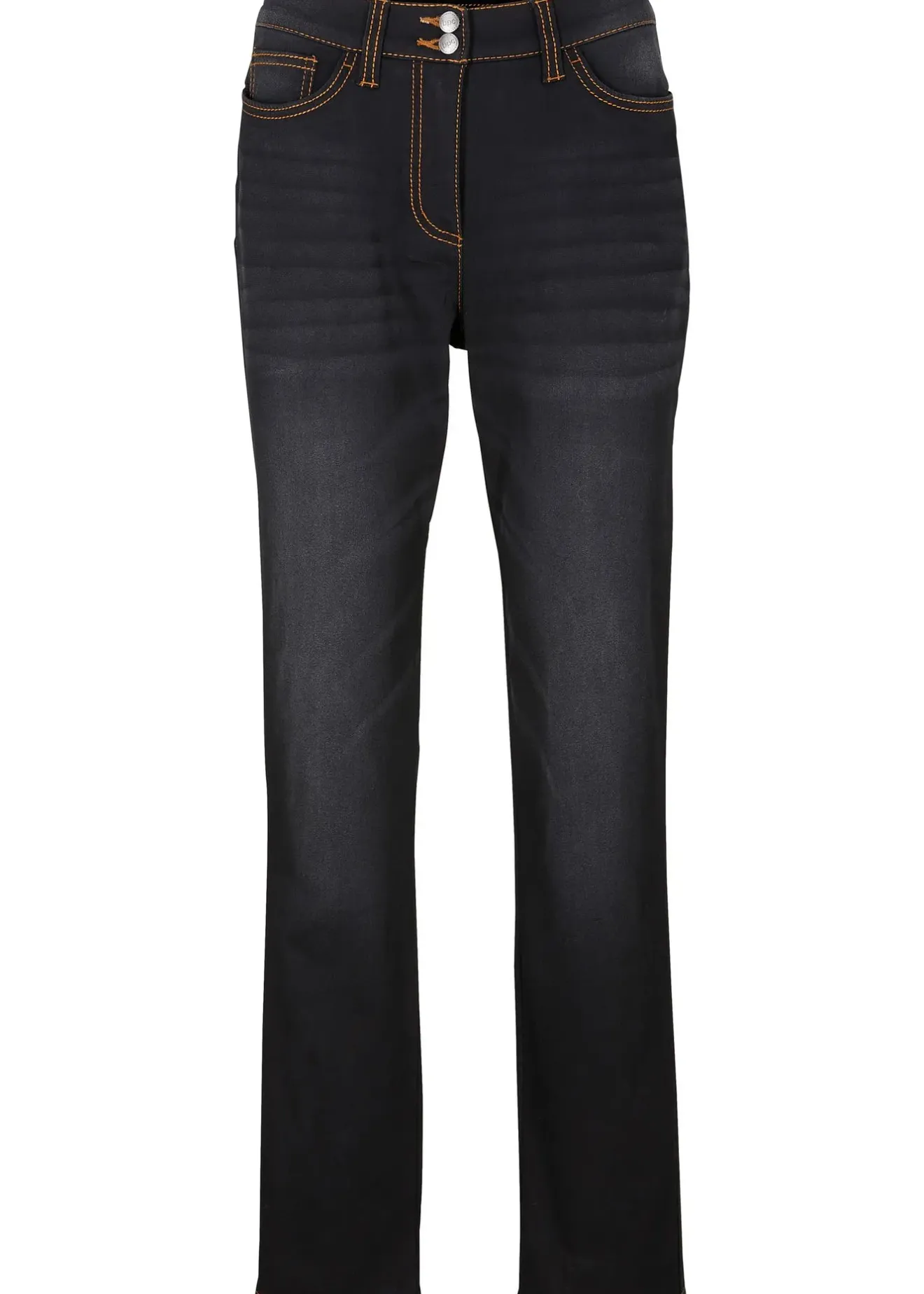 Femme bonprix Vêtements Thermiques|Jeans|Jean droit taille mi-haute élastiquée, doublure chaude