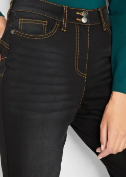 Femme bonprix Vêtements Thermiques|Jeans|Jean droit taille mi-haute élastiquée, doublure chaude