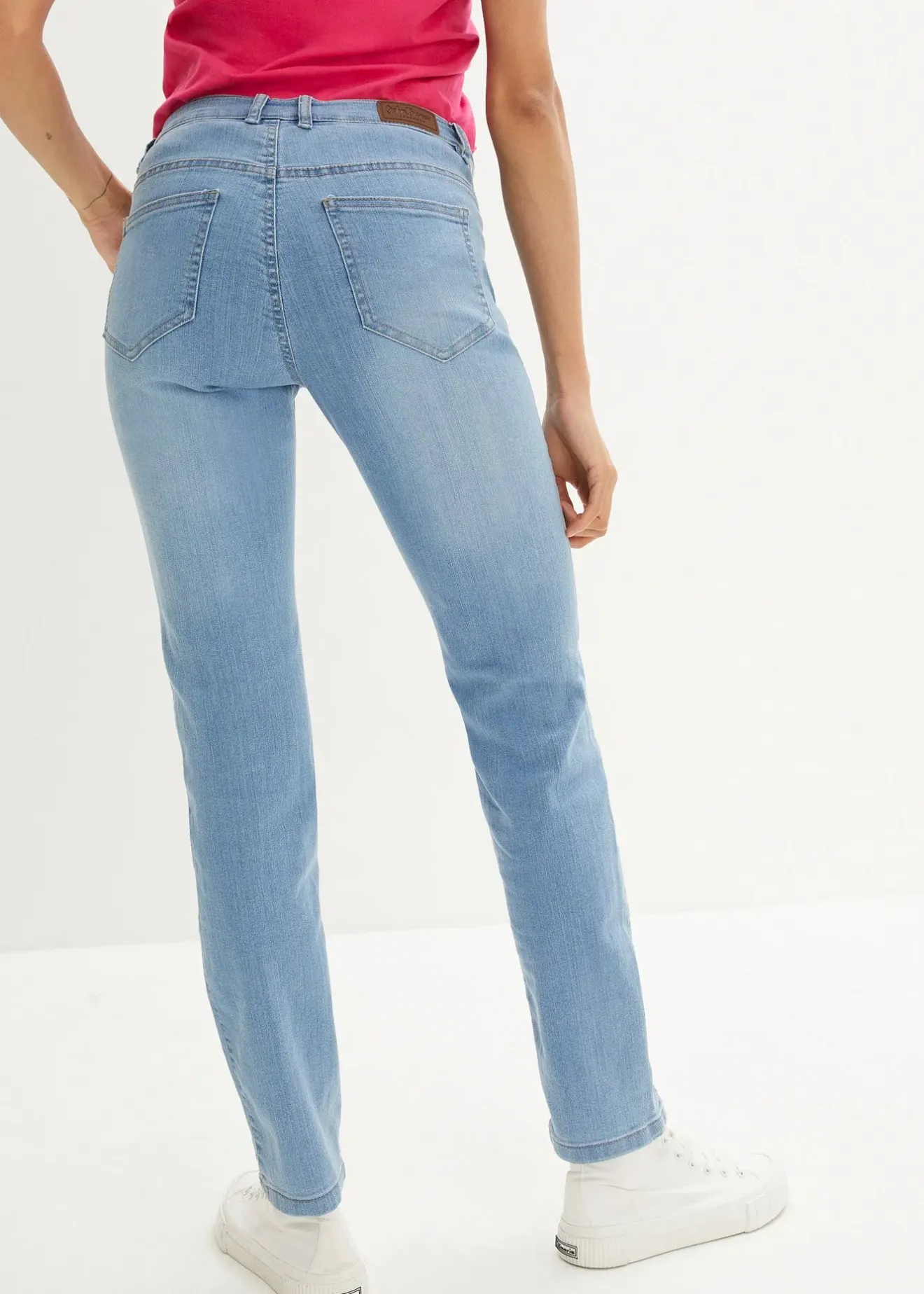 Femme bonprix Tailles Petite|Jean droit taille mi-haute, extensible