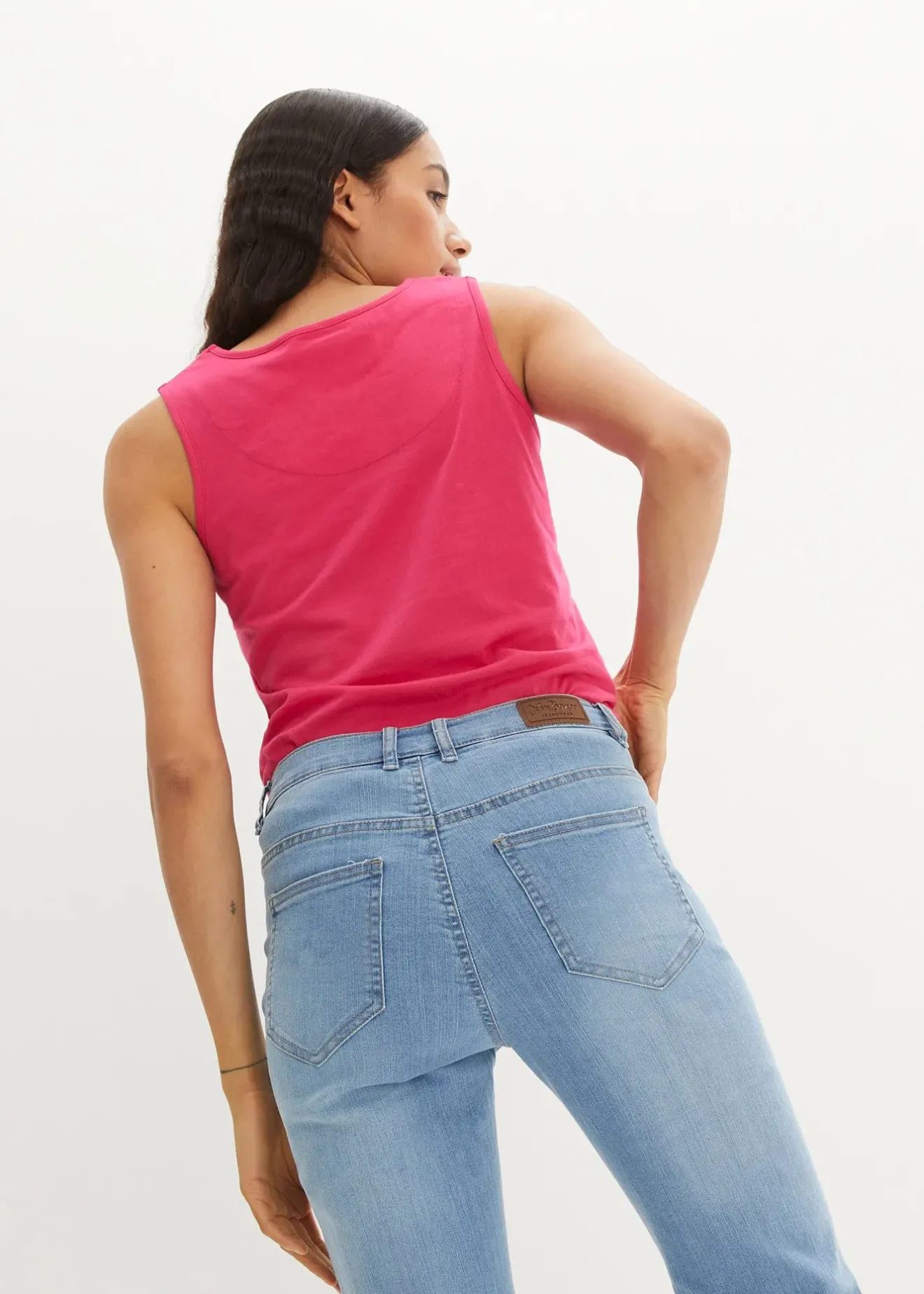 Femme bonprix Tailles Petite|Jean droit taille mi-haute, extensible