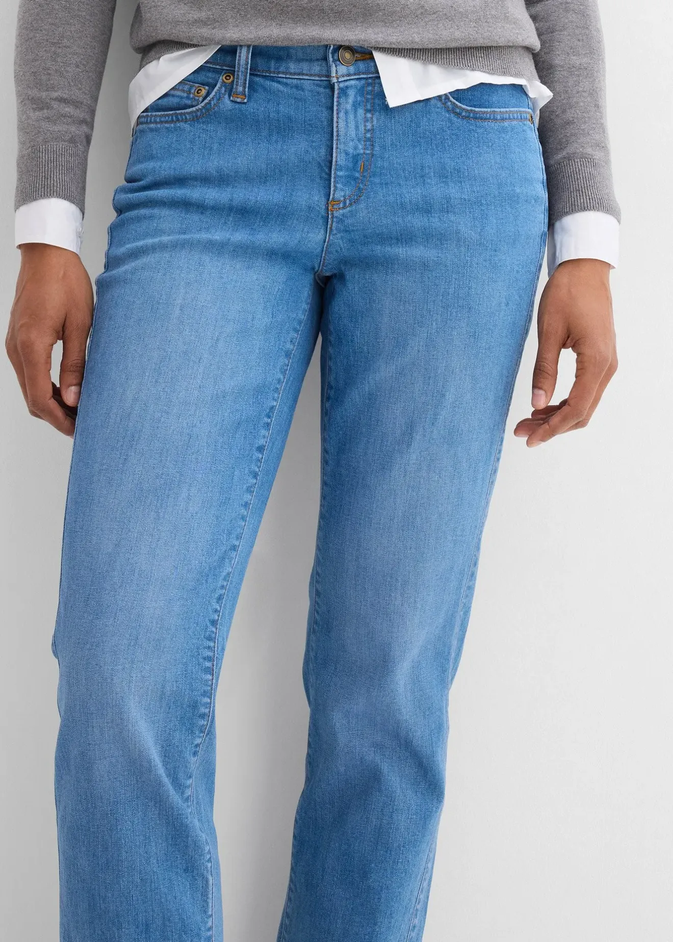 bonprix Jean droit taille mi-haute, extensible|Femme Jeans