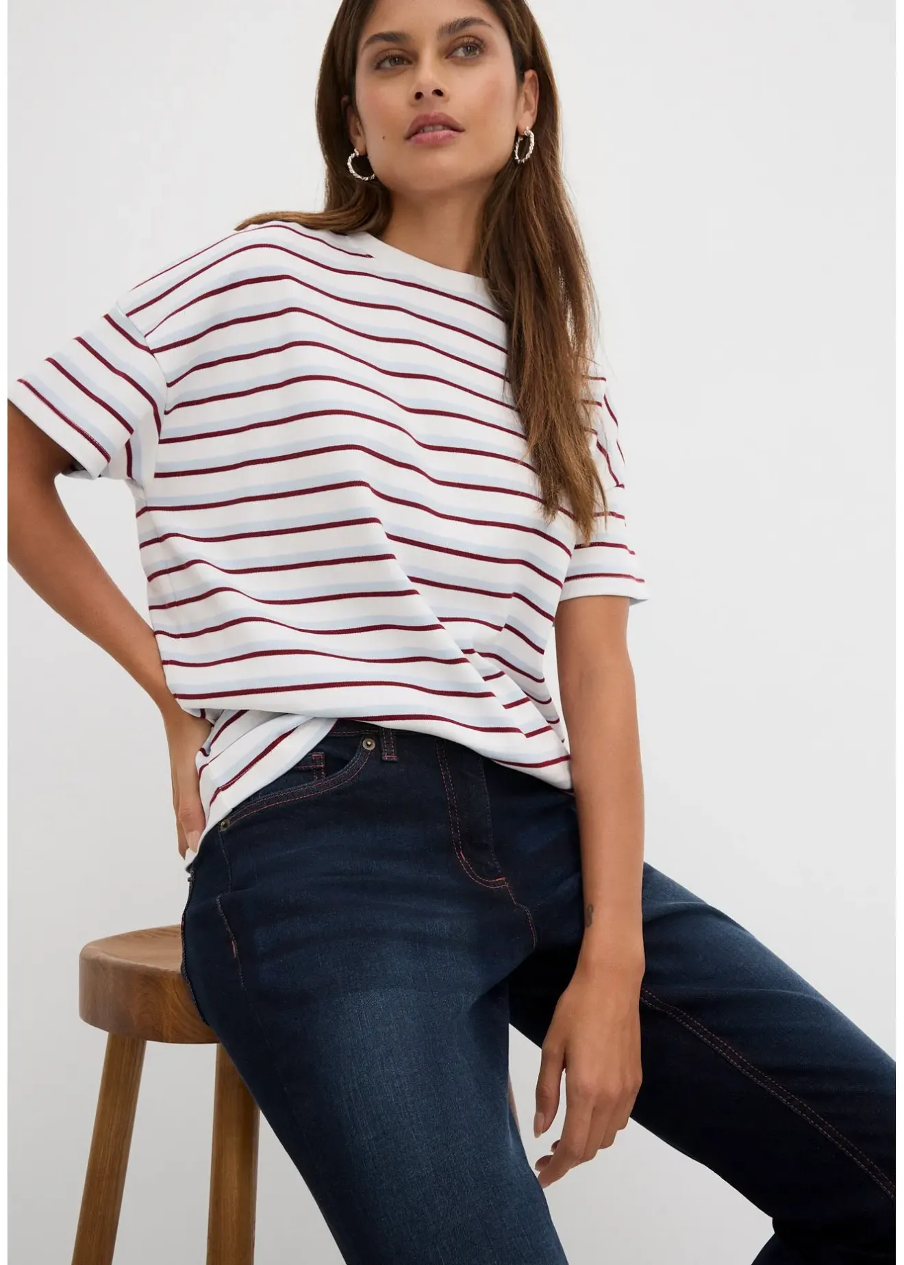 bonprix Jean droit taille mi-haute et élastiquée|Femme Tailles Petite