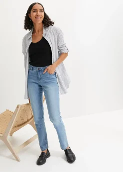 bonprix Jean droit taille mi-haute, extensible|Femme Jeans