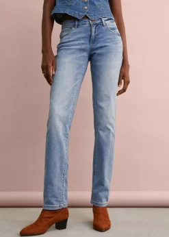 bonprix Jean droit taille mi-haute, extensible|Femme Jeans