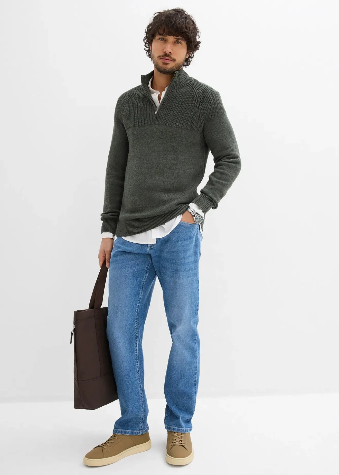 Homme bonprix Jeans|Jean extensible loose, droit