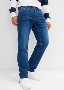 Homme bonprix Vêtements Thermiques|Vêtements De Plein Air|Jean extensible loose, taille élastiquée, doublure chaude, droit