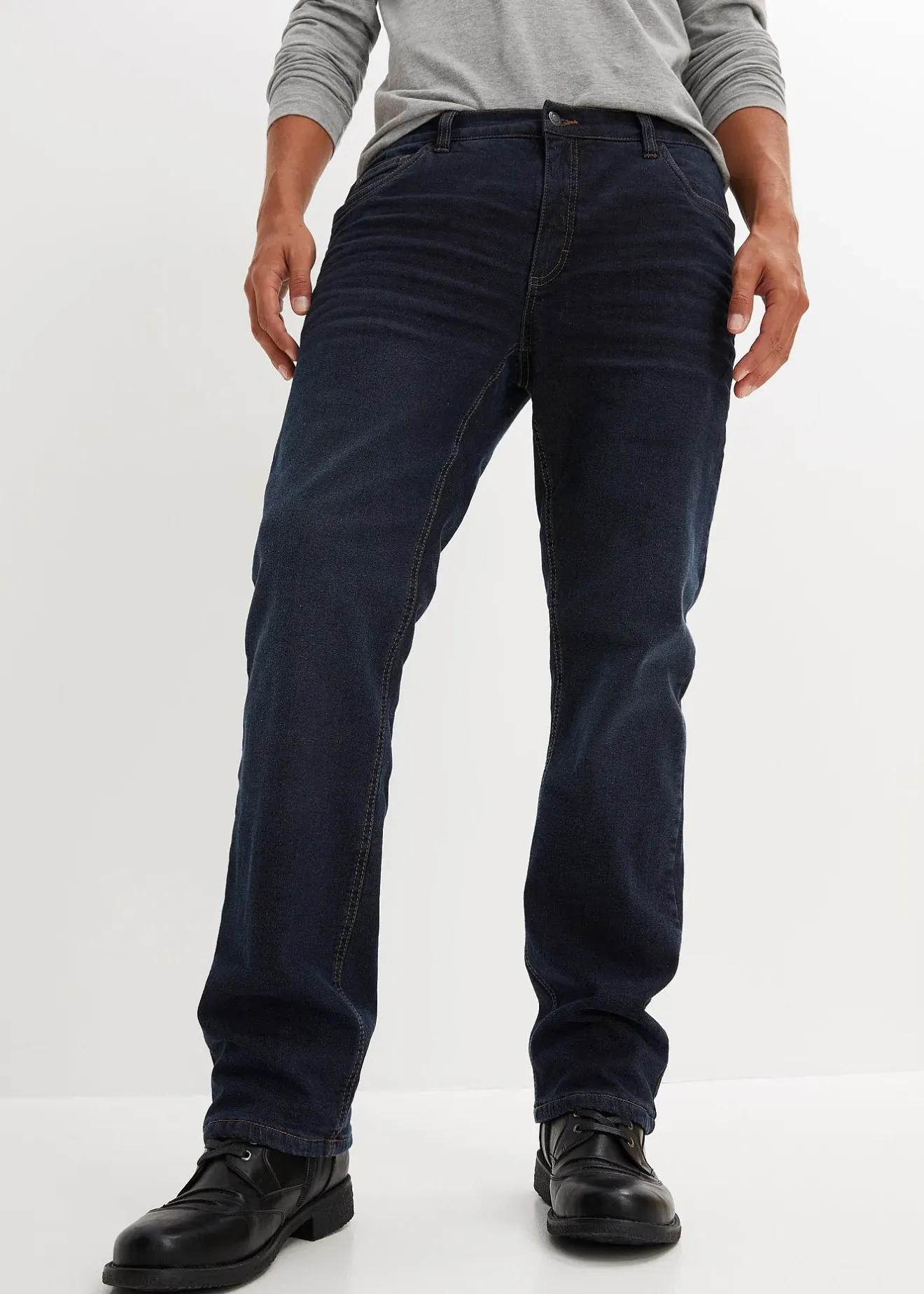 bonprix Jean extensible loose, taille élastiquée, doublure chaude, droit|Homme Vêtements Thermiques|Vêtements De Plein Air