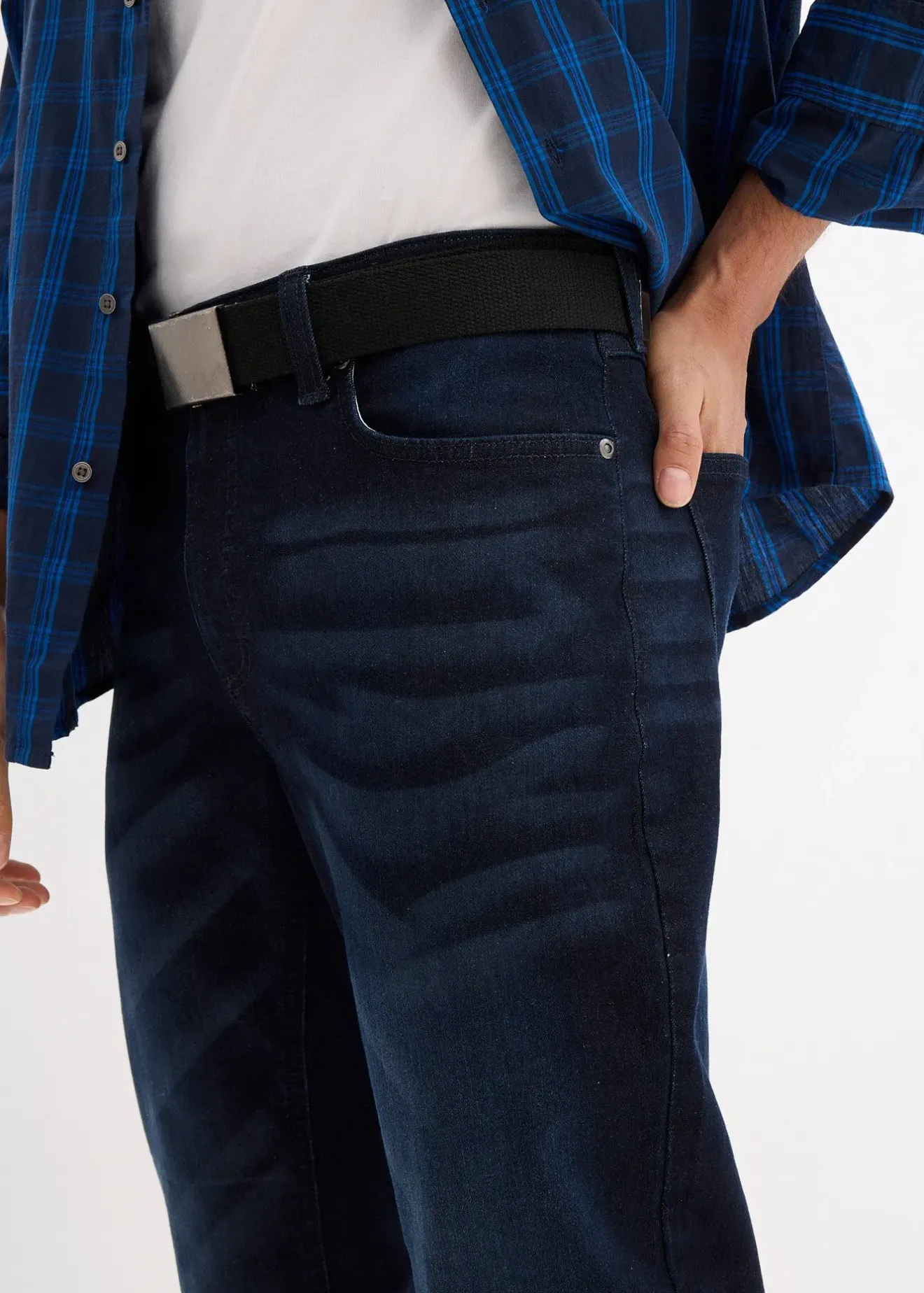 Homme bonprix Jeans|Jean extensible regular avec ceinture, droit