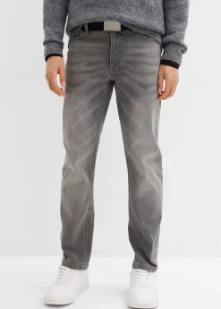 bonprix Jean extensible regular avec ceinture, droit|Homme Jeans