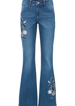 bonprix Jean Flare avec broderies florales|Femme Jeans