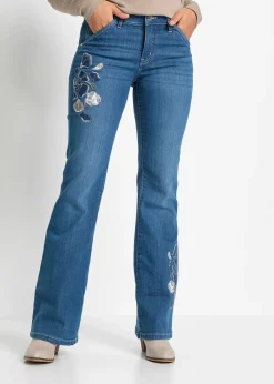 bonprix Jean Flare avec broderies florales|Femme Jeans