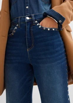 bonprix Jean flare taille haute avec rivets|Femme Jeans