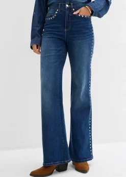 Femme bonprix Tailles Petite|Jean flare taille haute avec rivets
