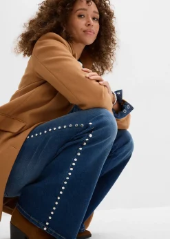 Femme bonprix Tailles Petite|Jean flare taille haute avec rivets