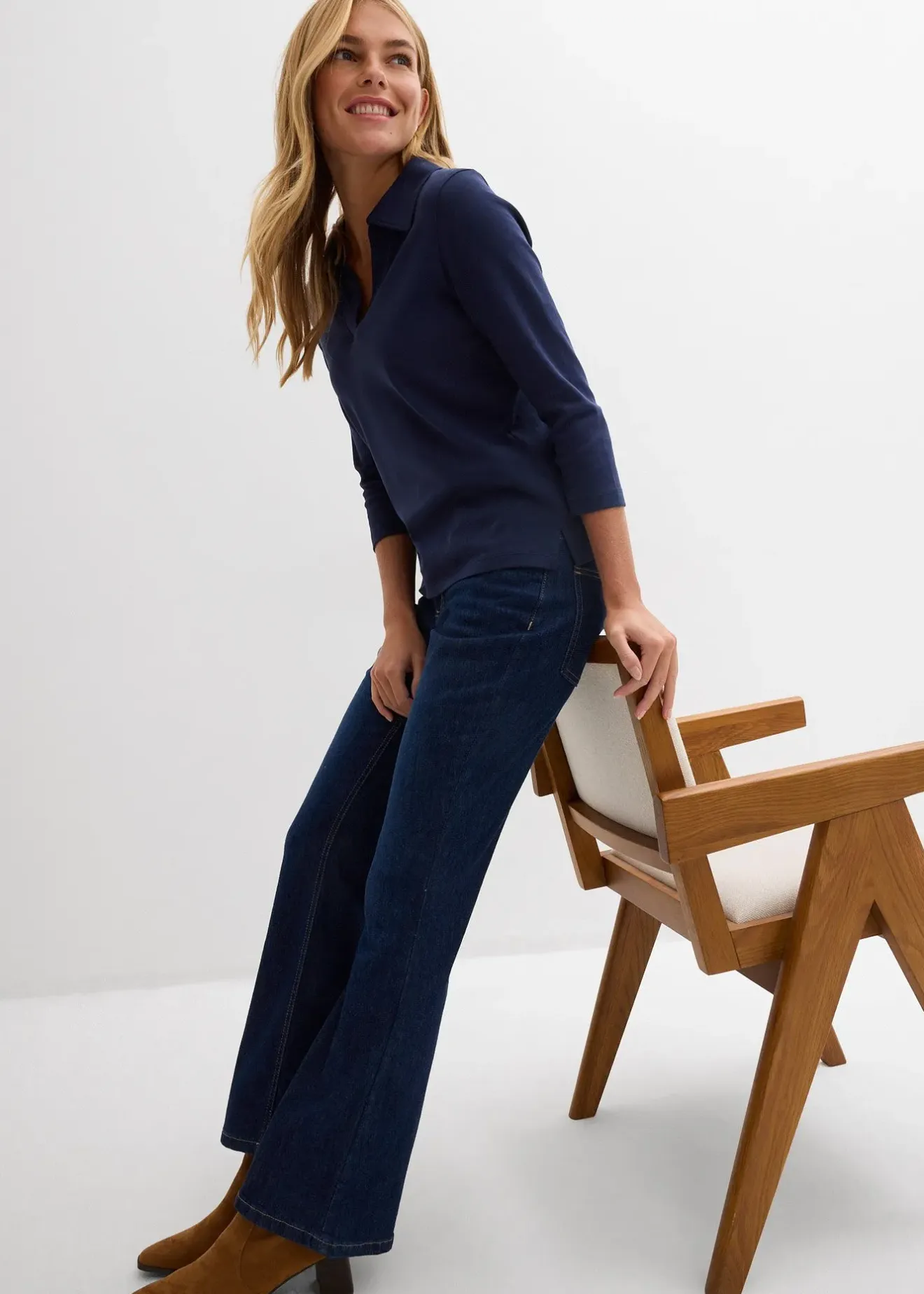 Femme bonprix Jeans|Jean flare, taille mi-haute