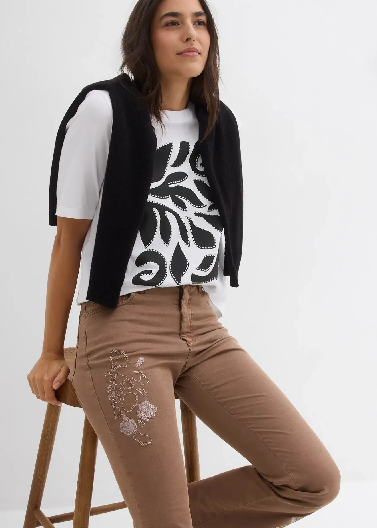 bonprix Jean flare taille mi-haute, extensible|Femme Jeans|Pantalons