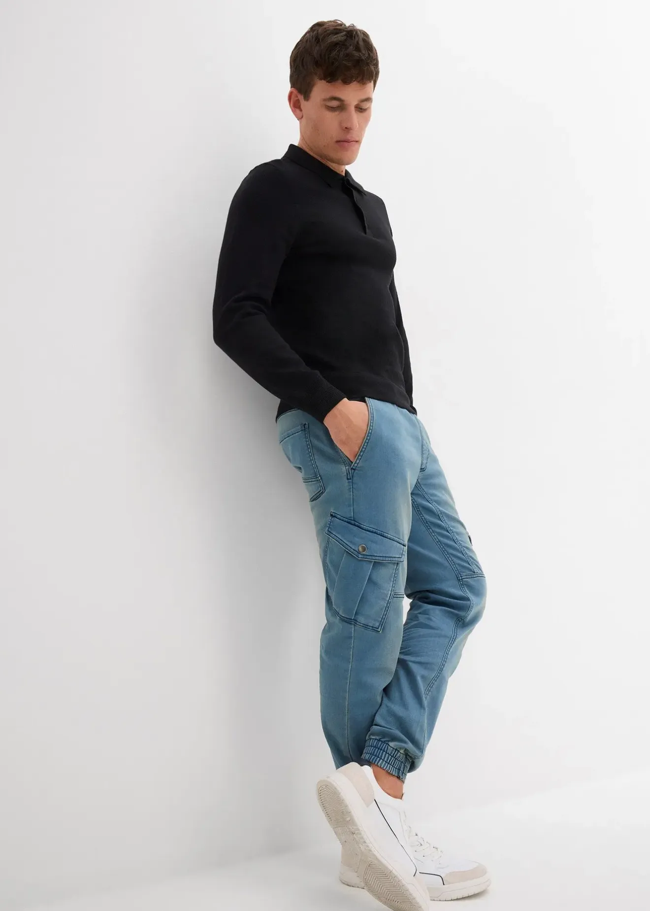 bonprix Jean jogger droit avec poches cargo, regular|Homme Sweats|Jeans