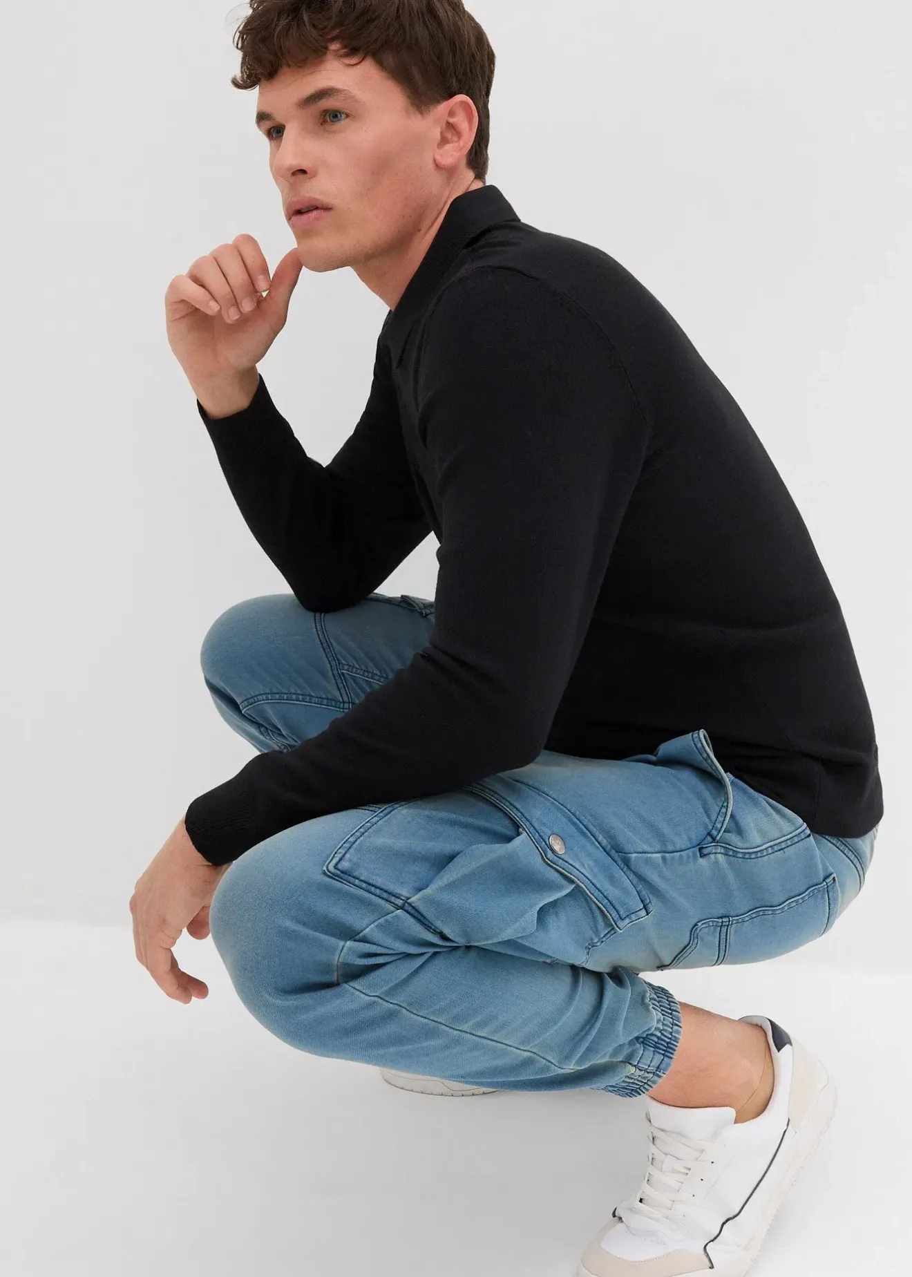 bonprix Jean jogger droit avec poches cargo, regular|Homme Sweats|Jeans