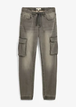 Homme bonprix Jeans|Jean jogger droit, slim, à taille élastiquée et poches cargo