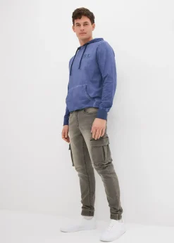 Homme bonprix Jeans|Jean jogger droit, slim, à taille élastiquée et poches cargo