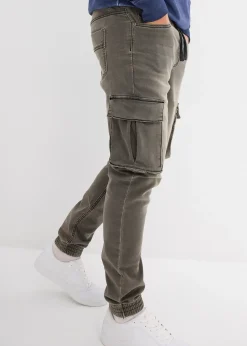 Homme bonprix Jeans|Jean jogger droit, slim, à taille élastiquée et poches cargo