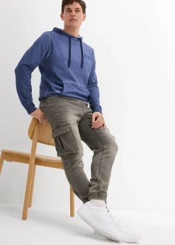 Homme bonprix Jeans|Jean jogger droit, slim, à taille élastiquée et poches cargo
