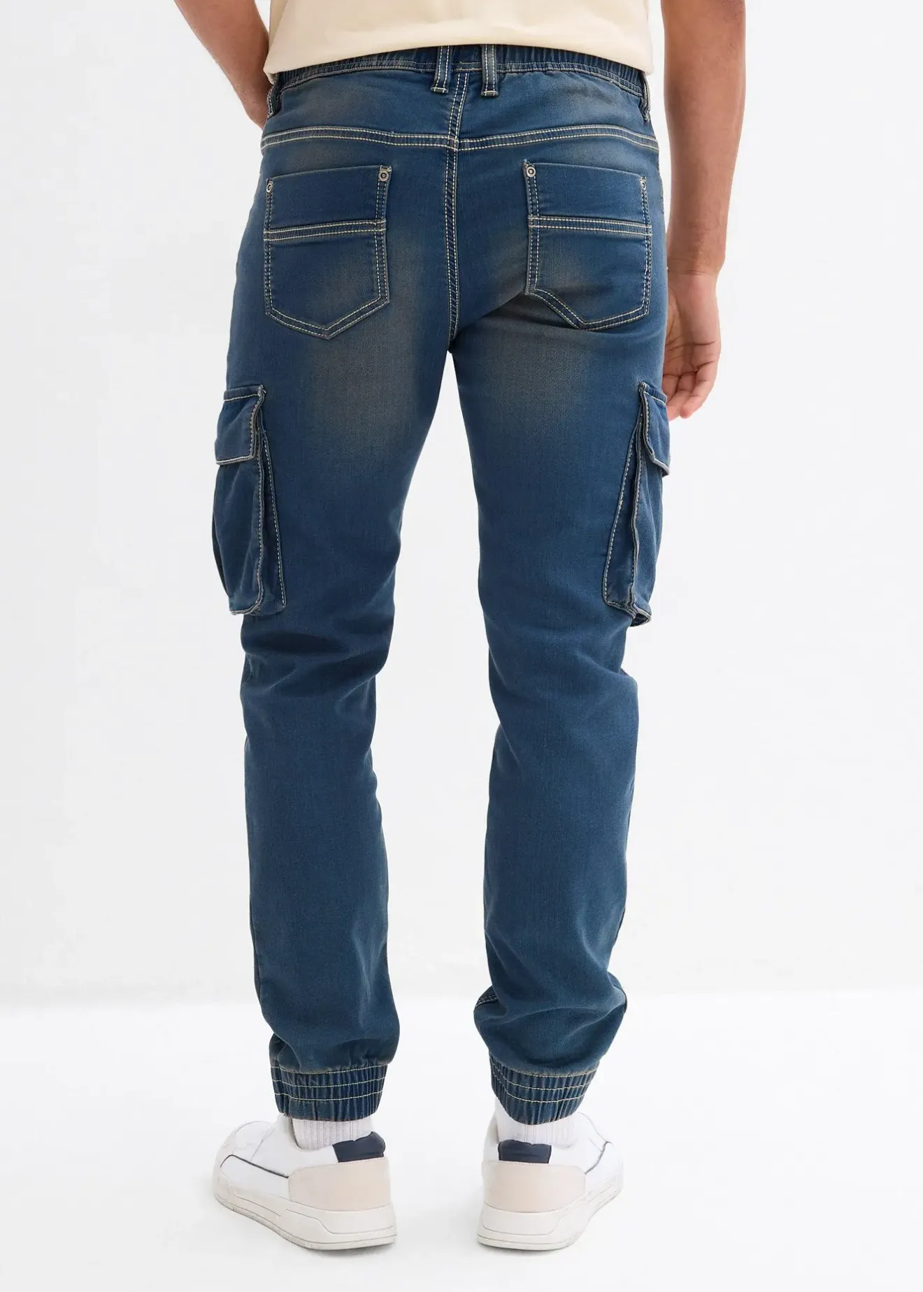 bonprix Jean jogger droit, slim, à taille élastiquée et poches cargo|Homme Jeans
