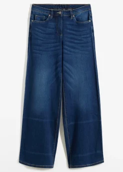 Femme bonprix Jeans|Jean large à taille mi-haute élastiquée