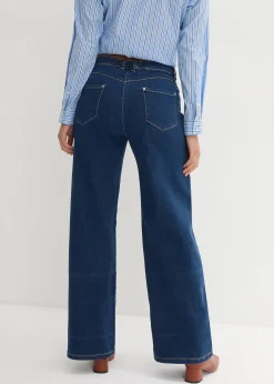 Femme bonprix Jeans|Jean large à taille mi-haute élastiquée