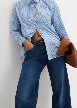 Femme bonprix Jeans|Jean large à taille mi-haute élastiquée