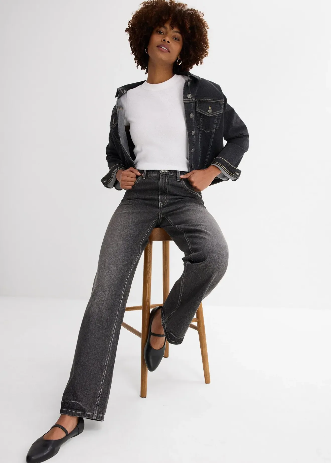 Femme bonprix Jeans|Jean large et droit