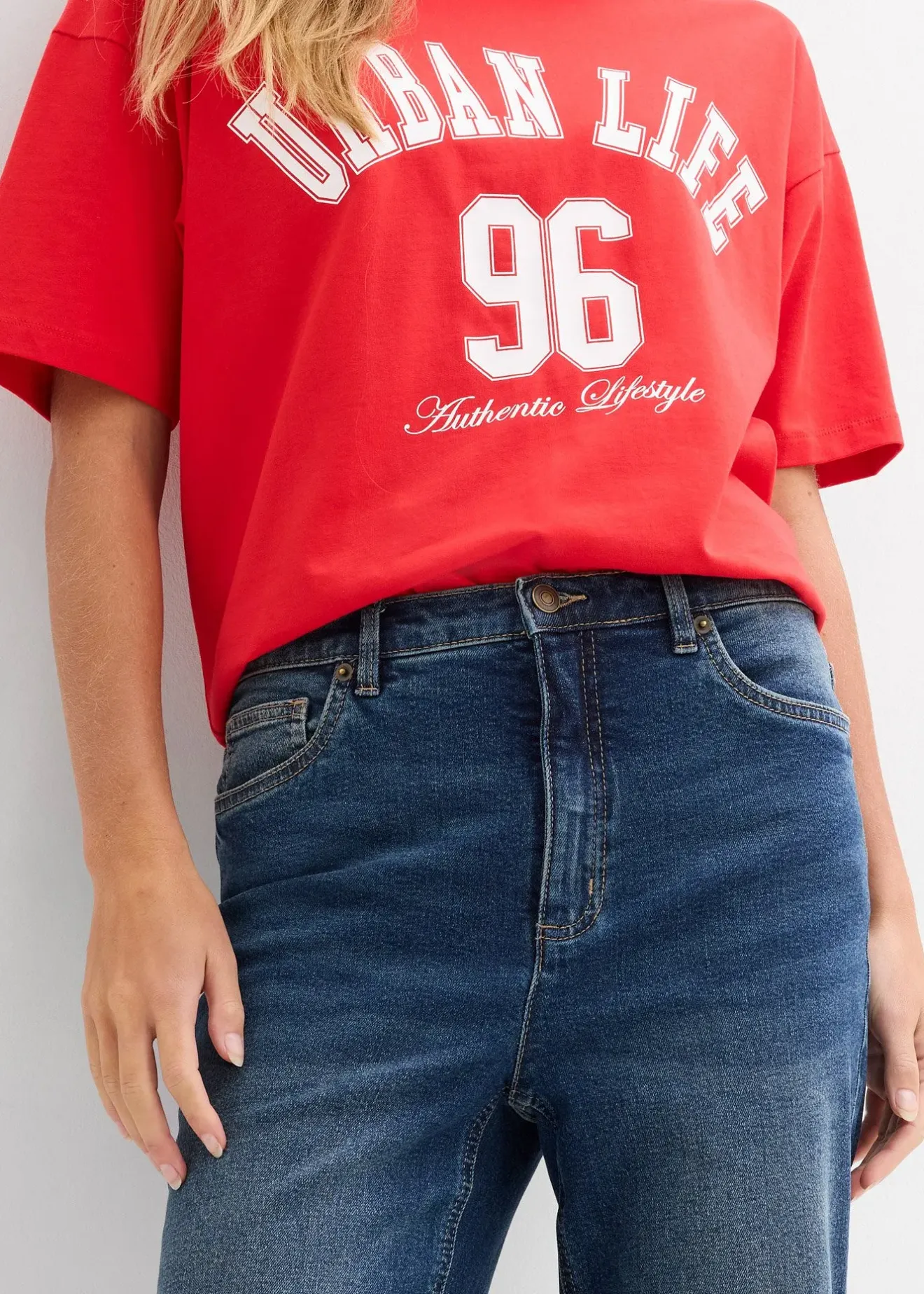 bonprix Jean large et droit, taille haute|Femme Jeans|Tailles Petite