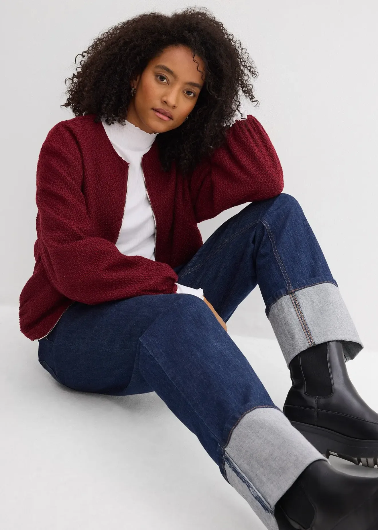 bonprix Jean large et droit, taille haute|Femme Jeans